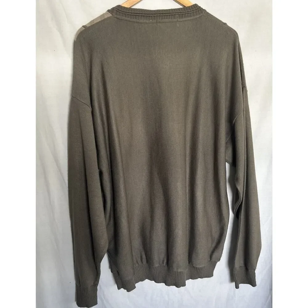 VTG 80s 90s Pronto Uomo Pullover Sweater Mens XL Long Sleeve Beige Tan Cream USA